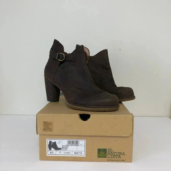 IN BOX Leather Spain El Naturalista Colibri Ankle Boots Size 8.5 Brown Casual - Picture 2 of 10